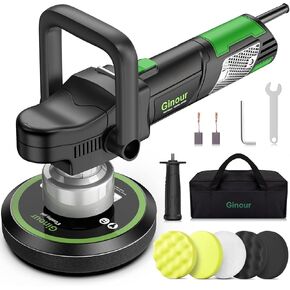 ملمع جينور، ملمع عازل مزدوج 6 بوصة لتفصيل السيارة، ملمع سيارة مداري عشوائي متغير السرعة مع مقبضين، 5 وسادات تلميع وحقيبة تعبئة in Kuwait