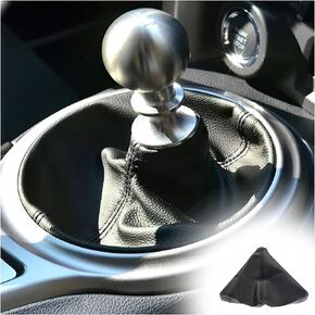 Car Gear Shift Boot Cover, PU Leather Gear Shifter Knob Dust Cover, Waterproof Shift Knob Cover Boot Gear Gaiter Cover, Auto Accessories Suitable for Most Manual/Automatic Cars (Black Thread Sewing)