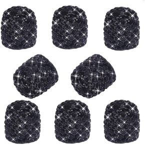 8 Pack Bling Valve Stem Caps, Sparkling Handmade Crystal Rhinestone Car Tire Valve Caps Bling Car Valve Stem Covers Chrome Attractive Dustproof (Black)