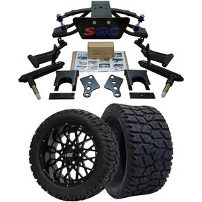 طقم رفع تعليق ذراع مزدوج عالي التحمل مقاس 6 بوصات من Hardcore Parts لعربة الجولف السابقة لنادي السيارات (2004+) مع عجلات "VENOM" سوداء مقاس 15 بوصة وإطارات GATOR على الطرق الوعرة/الطرق الوعرة مقاس 23 بوصة × 10 بوصة - 15 بوصة in Kuwait