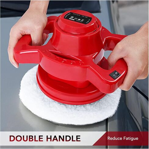 ملمع عازل، ملمع سيارة مداري عشوائي مقاس 10 بوصة، عازل قوي بمقبضين 3200 دورة في الدقيقة مع وسادات وقفازات تلميع الشمع، عازل شمع السيارة المثالي للصنفرة والتلميع وإزالة الشعر بالشمع وختم الزجاج in Kuwait
