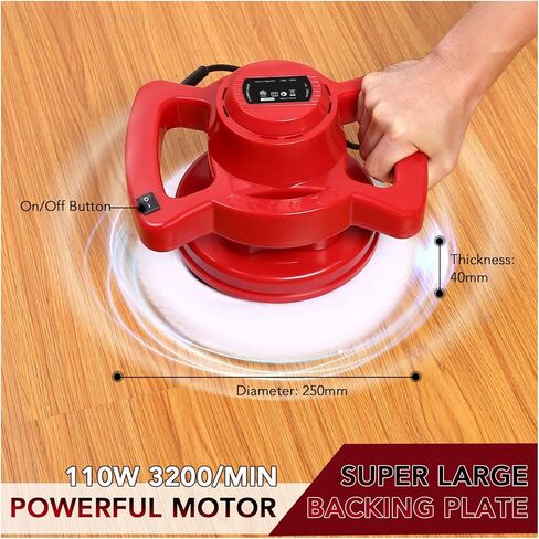 ملمع عازل، ملمع سيارة مداري عشوائي مقاس 10 بوصة، عازل قوي بمقبضين 3200 دورة في الدقيقة مع وسادات وقفازات تلميع الشمع، عازل شمع السيارة المثالي للصنفرة والتلميع وإزالة الشعر بالشمع وختم الزجاج in Kuwait