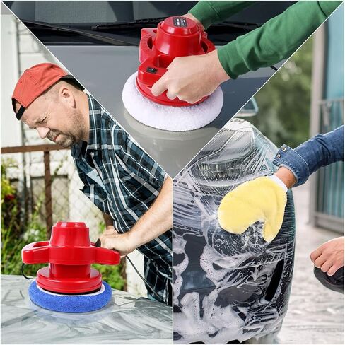 ملمع عازل، ملمع سيارة مداري عشوائي مقاس 10 بوصة، عازل قوي بمقبضين 3200 دورة في الدقيقة مع وسادات وقفازات تلميع الشمع، عازل شمع السيارة المثالي للصنفرة والتلميع وإزالة الشعر بالشمع وختم الزجاج in Kuwait