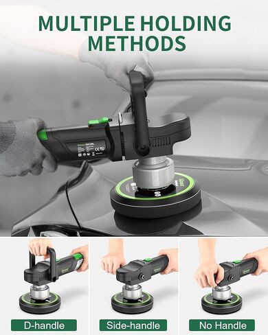 ملمع جينور، ملمع عازل مزدوج 6 بوصة لتفصيل السيارة، ملمع سيارة مداري عشوائي متغير السرعة مع مقبضين، 5 وسادات تلميع وحقيبة تعبئة in Kuwait