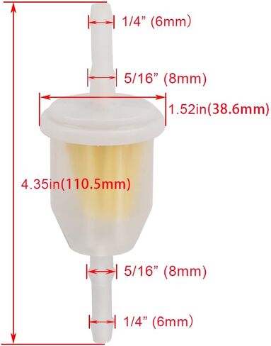Tvent AM116304 فلتر الوقود البلاستيكي المضمن 1/4 بوصة بديل لخط الوقود 5/16 بوصة يستبدل 25 050 22-S 71-5960 72084G01 120-436 JN3-F4560-00 GY20709 38666 ATV UTV دراجة نارية (حزمة من 4) in Kuwait