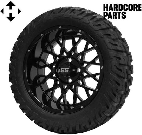 طقم رفع تعليق ذراع مزدوج عالي التحمل مقاس 6 بوصات من Hardcore Parts لعربة الجولف السابقة لنادي السيارات (2004+) مع عجلات "VENOM" سوداء مقاس 15 بوصة وإطارات GATOR على الطرق الوعرة/الطرق الوعرة مقاس 23 بوصة × 10 بوصة - 15 بوصة in Kuwait