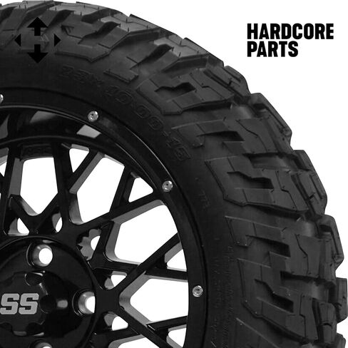 طقم رفع تعليق ذراع مزدوج عالي التحمل مقاس 6 بوصات من Hardcore Parts لعربة الجولف السابقة لنادي السيارات (2004+) مع عجلات "VENOM" سوداء مقاس 15 بوصة وإطارات GATOR على الطرق الوعرة/الطرق الوعرة مقاس 23 بوصة × 10 بوصة - 15 بوصة in Kuwait