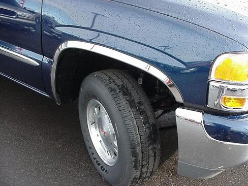 QMI 145008D - زخرفة الحاجز متوافقة مع Chevy Silverado nnd Avalanche وGMC Sierra (قوس كامل) مرآة مصقولة من الفولاذ المقاوم للصدأ بعرض عريض مجموعة من 4 قطع in Kuwait