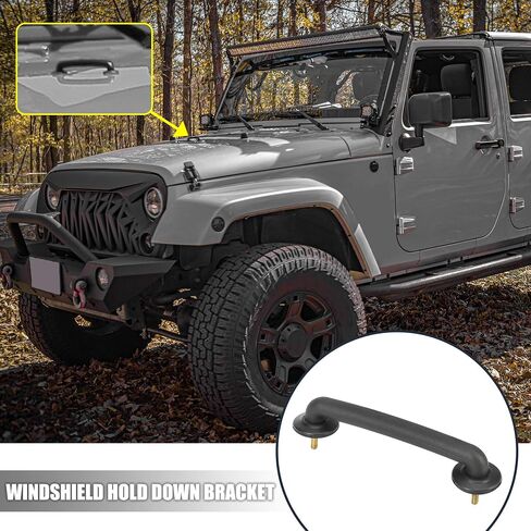 X AUTOHAUX Front Windshield Hold Down Bracket 55176422 Fit for Jeep Wrangler JK 1997-2018 for Wrangler TJ 1997-2006 Strap Hood Loop Bracket Hood Handle Footman Loop in Saudi Arabia
