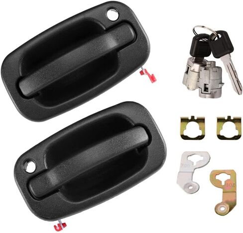 Getfarway Ignition& Lock Cylinder with Door Handle Compatible with 1999-2006 Chevrolet Silverado 1500 2500 3500, 2002-2006 Avalanche 1500 2500 and More, Replace 15034985, 15034986, 15298924 in Saudi Arabia
