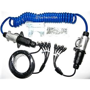 Four Cameras Heavy Duty Weather Resistant Rear View Camera Trailer Cable & Receptacle Set with 7-Contact Plug and Socket (49ft Extended Cable Included). - by YanTech USA in Kuwait