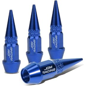 Auto Dynasty 45mm Anodized Aluminum Valve Stem Caps, Spiked Head Design Car Accessories, Universal Fit for Most Vehicles, Black (Pack of 4)