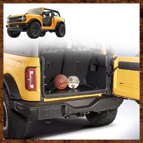 Muslogy for Ford Bronco 2023 2022 2021 ملحقات شبكة الشحن، 4 أبواب وبابين منظم صندوق السيارة قابل للتمدد، شبكة مطاطية مع خطافات (بابين)