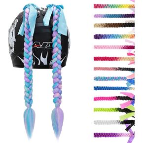 SEGO 1 PCS / 2 PCS Helmet Pigtail Helmet Braids with Detachable Suction Cup with Bowknot Motorcycle Helmet Ponytails Hair Tails Decoretion Many Colors (Helmet not Included)