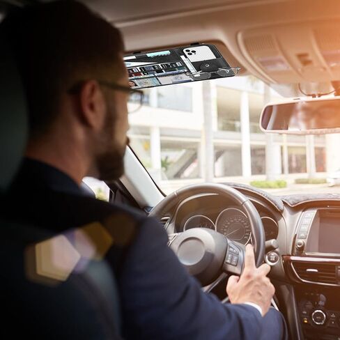 Car Sun Visor Organizer - Car Truck Interior Accessories Visor Holder Document Wallet Multi-Pocket Zipper Glasses clip Storage Pocket（Shallow Khaki） in Kuwait