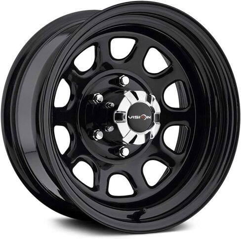 نافذة Vision 84 D مقاس 17x8 6x139.7/6x5.5 بوصة - حافة عجلة سوداء لامعة مقاس 12 مم in Kuwait