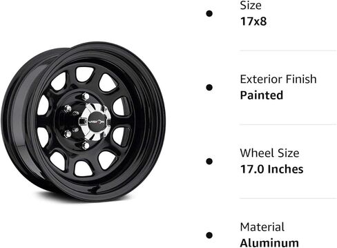 نافذة Vision 84 D مقاس 17x8 6x139.7/6x5.5 بوصة - حافة عجلة سوداء لامعة مقاس 12 مم in Kuwait