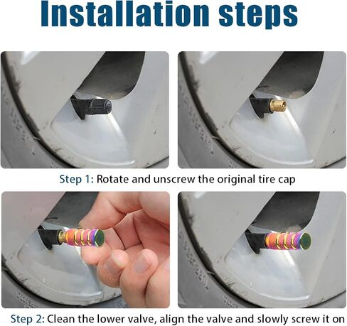 Car Tire Valve Stem Caps, Colorful Metal Waterproof Dustproof Bicycle Tire Air Caps, Aluminum Alloy Screw Thread Wheel Valve Cover, Auto Accessories Universal for SUV Truck Motorcycle (8) in Saudi Arabia