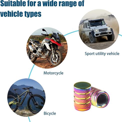 Car Tire Valve Stem Caps, Colorful Metal Waterproof Dustproof Bicycle Tire Air Caps, Aluminum Alloy Screw Thread Wheel Valve Cover, Auto Accessories Universal for SUV Truck Motorcycle (8) in Saudi Arabia