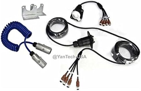 Four Cameras Heavy Duty Weather Resistant Rear View Camera Trailer Cable & Receptacle Set with 7-Contact Plug and Socket (49ft Extended Cable Included). - by YanTech USA in Kuwait