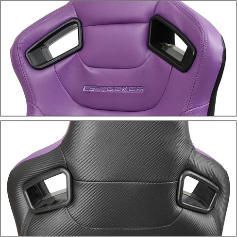 مقاعد السباق العالمية FREEMOTOR802، مقاعد رياضية قابلة للانحناء مع مزلقات قفل مزدوجة قابلة للتعديل، زوج واحد (جانب السائق + الراكب)، قماش PU + ألياف الكربون، أرجواني in Kuwait