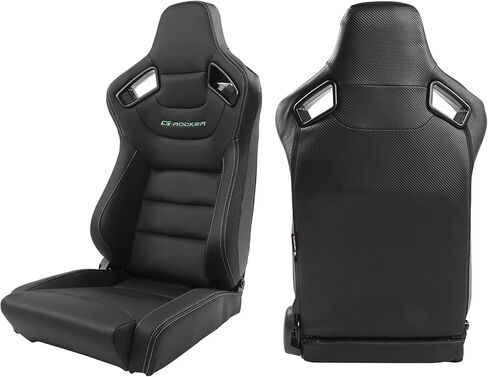 FREEMOTOR802 Universal Racing Seats, Reclinable Sport Seats with Dual Lock Sliders Adjustable, 1 PC (Driver Side), PU + Carbon Fiber Fabric, Gray in Kuwait