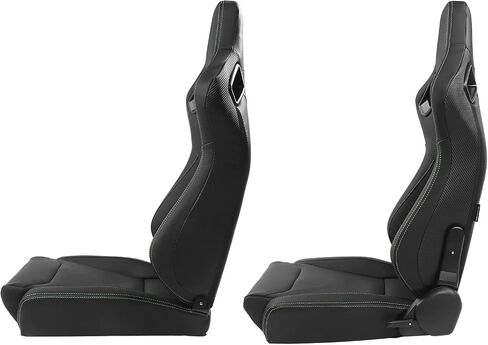 FREEMOTOR802 Universal Racing Seats, Reclinable Sport Seats with Dual Lock Sliders Adjustable, 1 PC (Driver Side), PU + Carbon Fiber Fabric, Gray in Kuwait