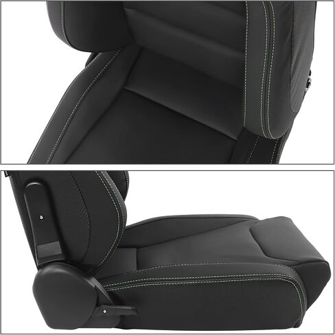 FREEMOTOR802 Universal Racing Seats, Reclinable Sport Seats with Dual Lock Sliders Adjustable, 1 PC (Driver Side), PU + Carbon Fiber Fabric, Gray in Kuwait
