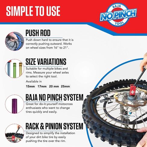 مجموعة Baja No Pinch Ultimate Bundle، أدوات تغيير إطارات الدراجة الترابية، طقم تغيير الإطارات - حامل الإطارات بدون أنابيب معسر - تتضمن أدوات تركيب الإطارات المجموعة النهائية مع 5 عناصر إضافية - للموتوكروس والمزيد in Kuwait