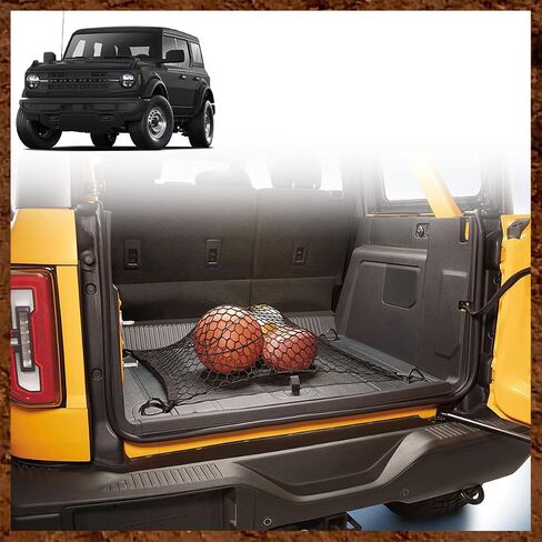 Muslogy for Ford Bronco 2023 2022 2021 ملحقات شبكة الشحن، 4 أبواب وبابين منظم صندوق السيارة قابل للتمدد، شبكة مطاطية مع خطافات (بابين) in Kuwait