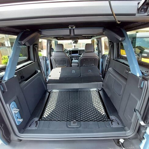 Muslogy for Ford Bronco 2023 2022 2021 ملحقات شبكة الشحن، 4 أبواب وبابين منظم صندوق السيارة قابل للتمدد، شبكة مطاطية مع خطافات (بابين) in Kuwait