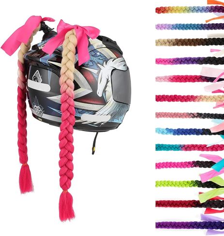 SEGO 1PCS/2PCS Helmet Pigtail Braids with Detachable Suction Cup Bowknot Ponytail Hair Many Colors (Helmet not Included) in Saudi Arabia