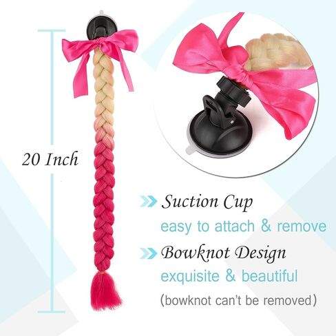 SEGO 1PCS/2PCS Helmet Pigtail Braids with Detachable Suction Cup Bowknot Ponytail Hair Many Colors (Helmet not Included) in Saudi Arabia