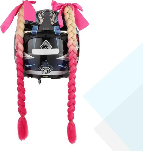 SEGO 1PCS/2PCS Helmet Pigtail Braids with Detachable Suction Cup Bowknot Ponytail Hair Many Colors (Helmet not Included) in Saudi Arabia