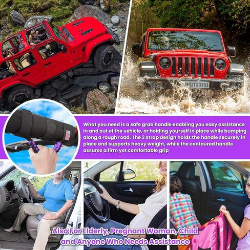 مقابض قضيب التدحرج + مقبض مسند الرأس لسيارة جيب رانجلر YJ TJ JK JKU JL JLU Sport Sahara Freedom Rubicon Unlimited X Gladiator JT 1955-2022 UTV ATV Premium Paracord علم الولايات المتحدة (4 عبوات أرجوانية) in Kuwait