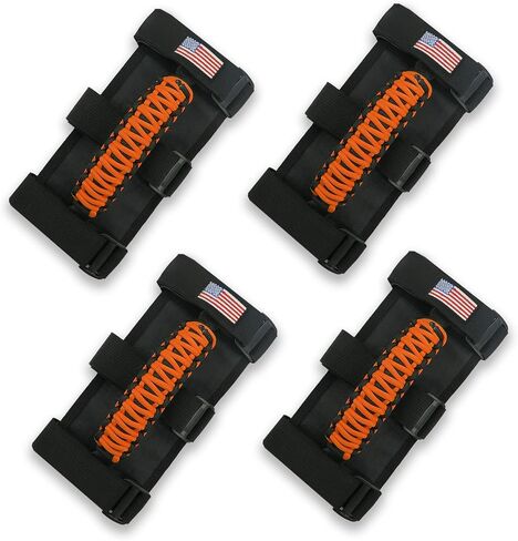 Kujunpao 4 X Roll Bar Grab Handles مقبض متوافق مع Jeep Wrangler JLU JK JKU TJ YJ LJ JT JL & Gladiator JT 1955-2022 UTV & ATV (برتقالي) in Kuwait