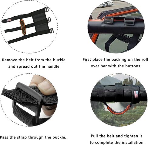 Kujunpao 4 X Roll Bar Grab Handles مقبض متوافق مع Jeep Wrangler JLU JK JKU TJ YJ LJ JT JL & Gladiator JT 1955-2022 UTV & ATV (برتقالي) in Kuwait