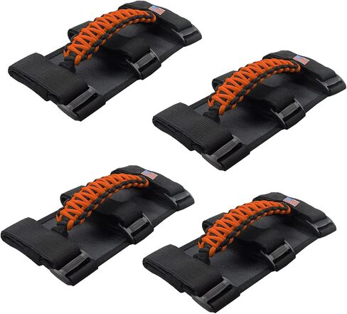 Kujunpao 4 X Roll Bar Grab Handles مقبض متوافق مع Jeep Wrangler JLU JK JKU TJ YJ LJ JT JL & Gladiator JT 1955-2022 UTV & ATV (برتقالي) in Kuwait