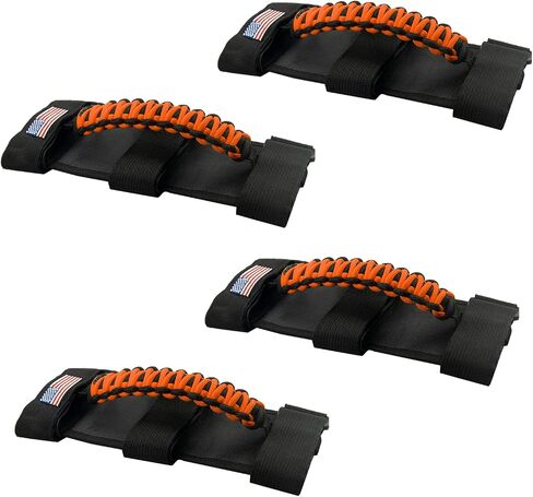 Kujunpao 4 X Roll Bar Grab Handles مقبض متوافق مع Jeep Wrangler JLU JK JKU TJ YJ LJ JT JL & Gladiator JT 1955-2022 UTV & ATV (برتقالي) in Kuwait