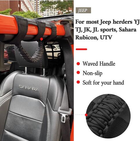 4 X Roll Bar Grab Handles Grip Handle Compatible with Jeep Wrangler JLU JK JKU TJ YJ LJ JT JL & Gladiator JT 1955-2022 UTV & ATV(Black) in Saudi Arabia