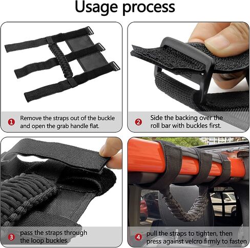 4 X Roll Bar Grab Handles Grip Handle Compatible with Jeep Wrangler JLU JK JKU TJ YJ LJ JT JL & Gladiator JT 1955-2022 UTV & ATV(Black) in Saudi Arabia