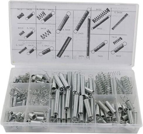 مجموعة تشكيلة زنبركية مكونة من 200 قطعة نوابض مقاومة للأكسدة القوية لإصلاحات الصيانة وصياغة ملحقات صندوق بلاستيكي للتغليف in Kuwait