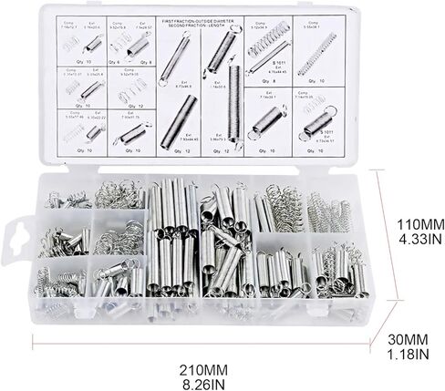 مجموعة تشكيلة زنبركية مكونة من 200 قطعة نوابض مقاومة للأكسدة القوية لإصلاحات الصيانة وصياغة ملحقات صندوق بلاستيكي للتغليف in Kuwait
