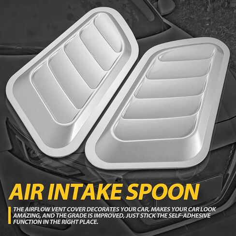 KATUR 1 Pair Universal Car ABS Decorative Air Flow Intake Scoop Turbo Bonnet Vent Cover Hood (Black) in Saudi Arabia