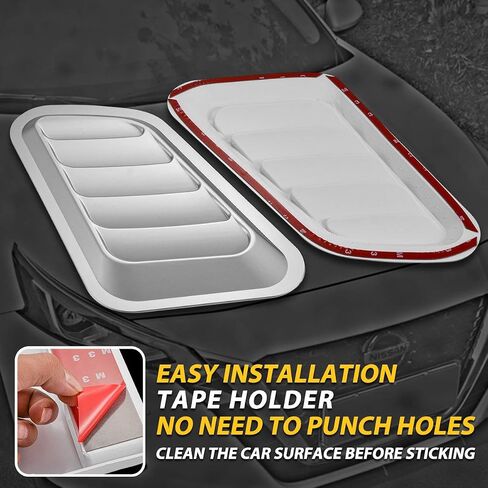 KATUR 1 Pair Universal Car ABS Decorative Air Flow Intake Scoop Turbo Bonnet Vent Cover Hood (Black) in Saudi Arabia