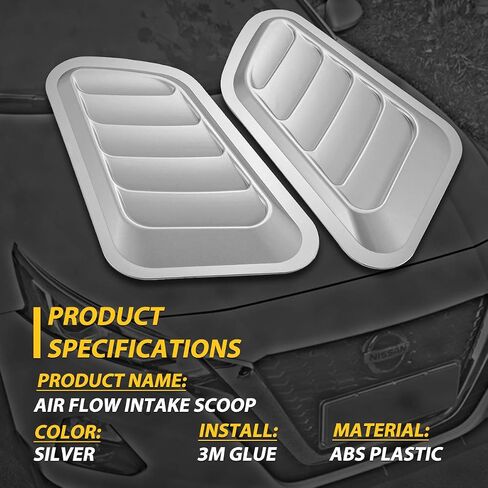 KATUR 1 Pair Universal Car ABS Decorative Air Flow Intake Scoop Turbo Bonnet Vent Cover Hood (Black) in Saudi Arabia