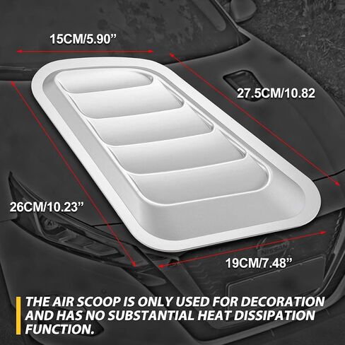 KATUR 1 Pair Universal Car ABS Decorative Air Flow Intake Scoop Turbo Bonnet Vent Cover Hood (Black) in Saudi Arabia