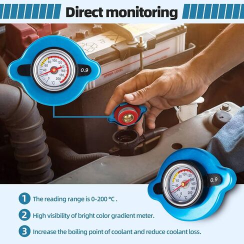 SEADEAR High Pressure Radiator Cap Thermostatic Radiator Cap Radiator Cap Temp Gauge Universal Tank Cover with Temperature for Dirt Bike Motorcycle ATVs,Auto Parts in Saudi Arabia