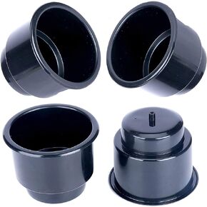 Amarine Made (Set of 4) Black Recessed Drop in Plastic Cup Drink Can Holder with Drain for Boat Car Marine Rv - Black in Saudi Arabia