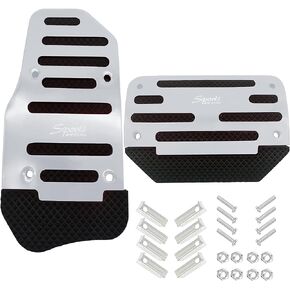 Zufoty 2PCS Car Pedal Covers, Non- Slip Automatic Transmission Pedal Covers Replacement Kit, Premium Aluminum Alloy Non-Slip Gas and Brake Pedals Covers Universal Car Accessories Fits Most Car